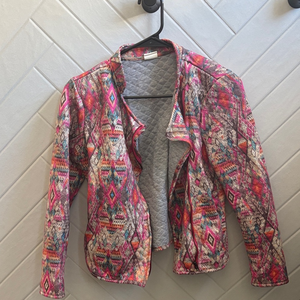 Zara Quilted Colorful Geometric Jacket
